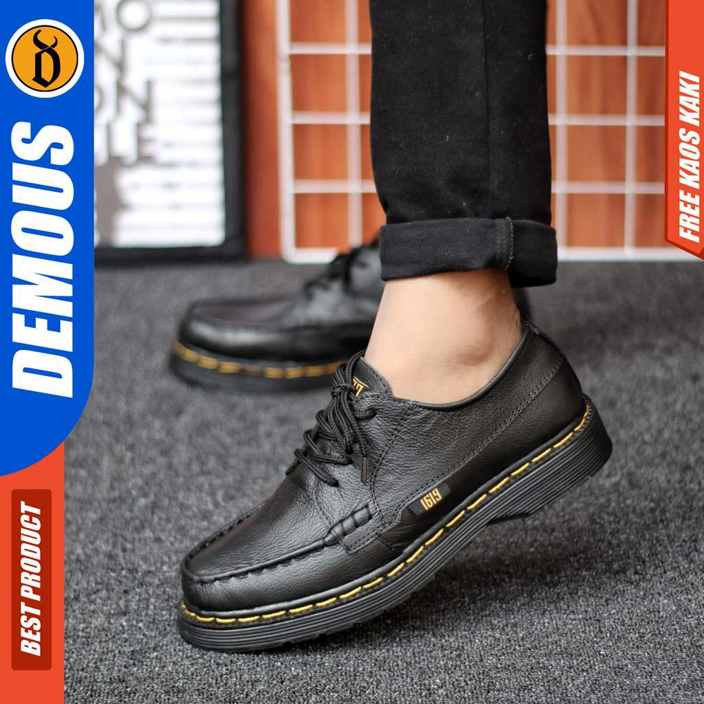 DEMOUS KILUA  - Sepatu Docmart Low Boots Formal Pantofel Kerja Casual Hitam Pria