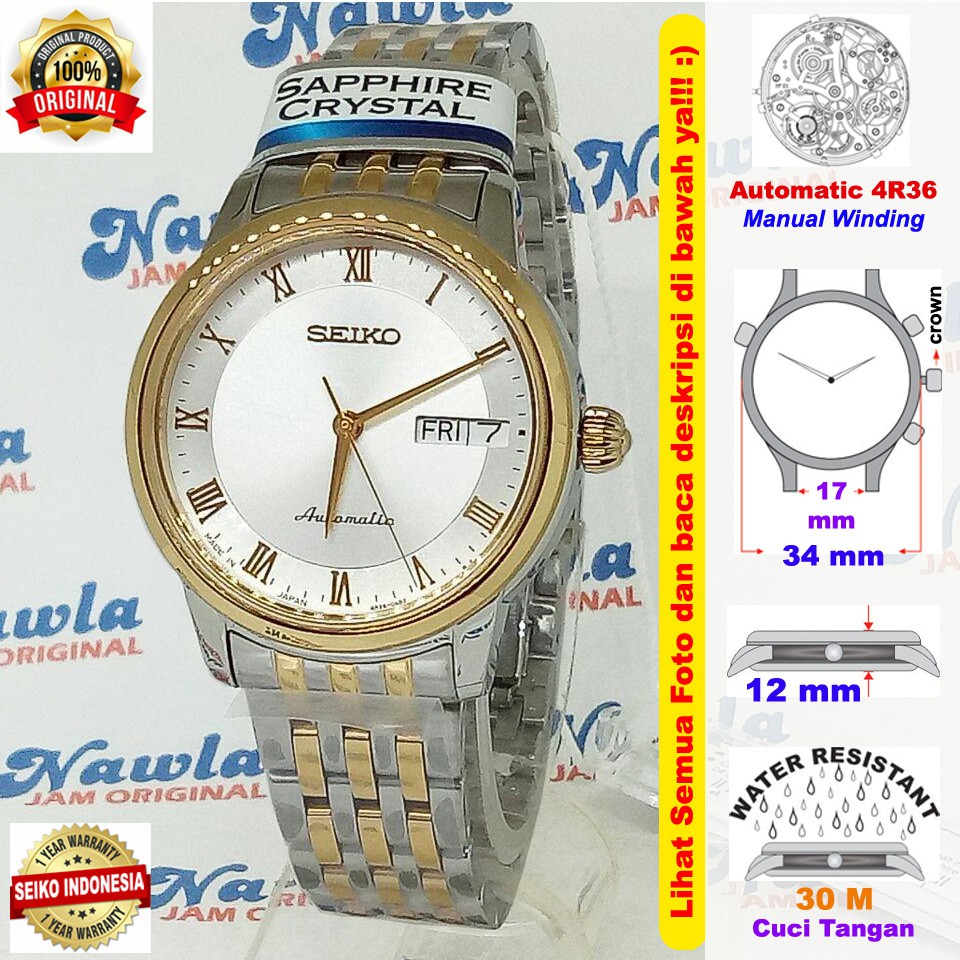 Seiko Presage SRP884J1 Automatic Silver-Gold - Jam Tangan Wanita SRP884