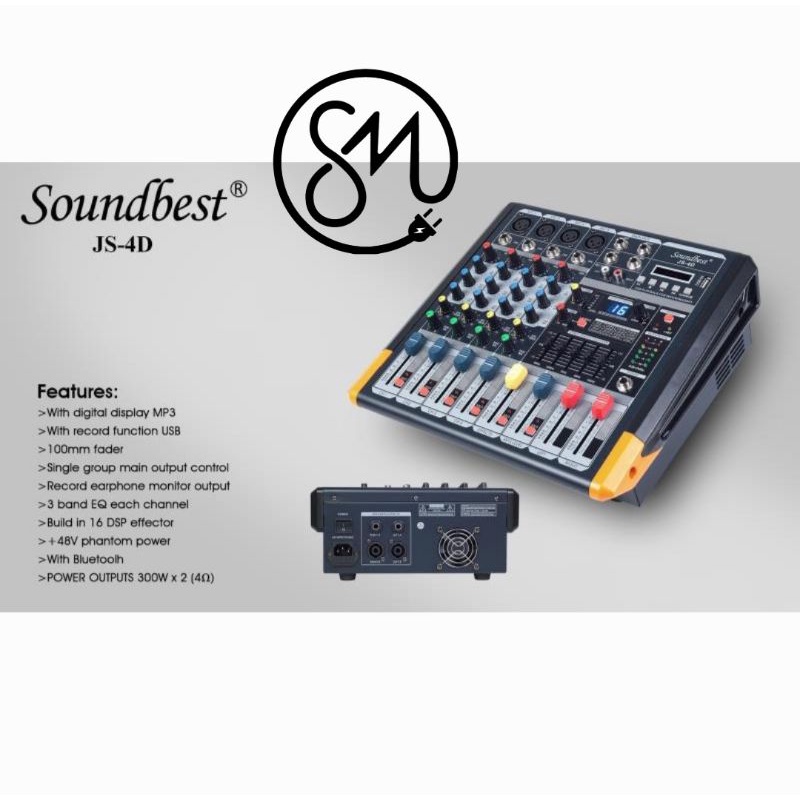 Power Mixer Soundbest JS-4D JS4D 4 channel full mono