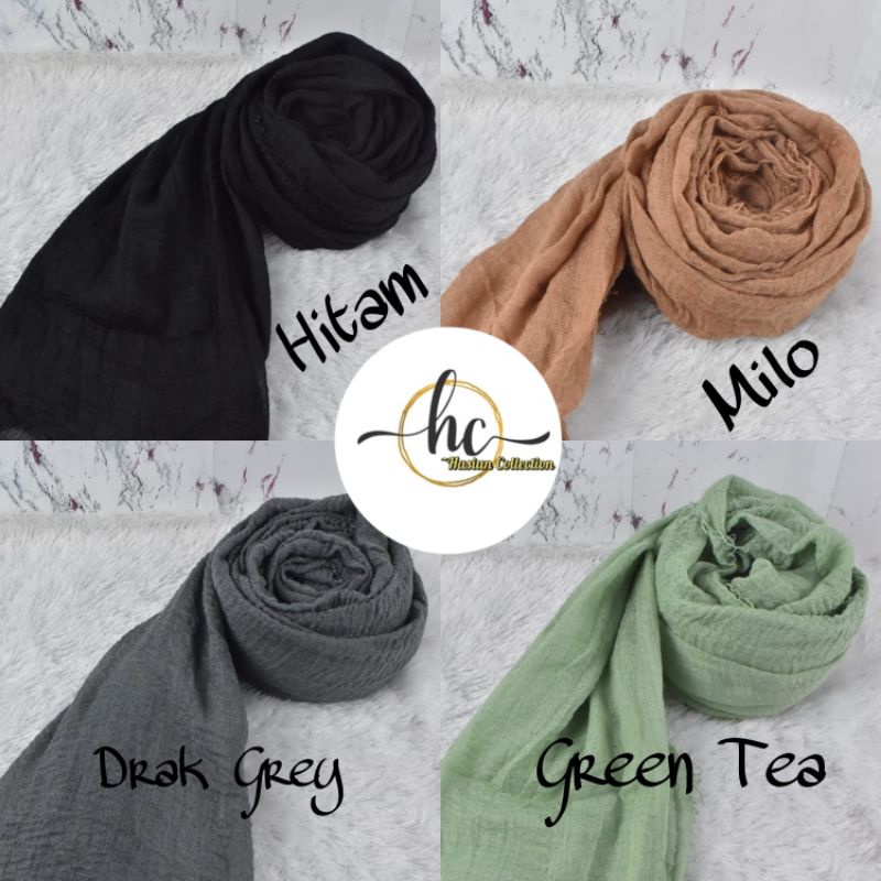 [COD] PASHMINA CRINKLE / CRINKLE KUSUT / CRINKLE RAWIS / HIJAB SHAWL PREMIUM RAWIS negro