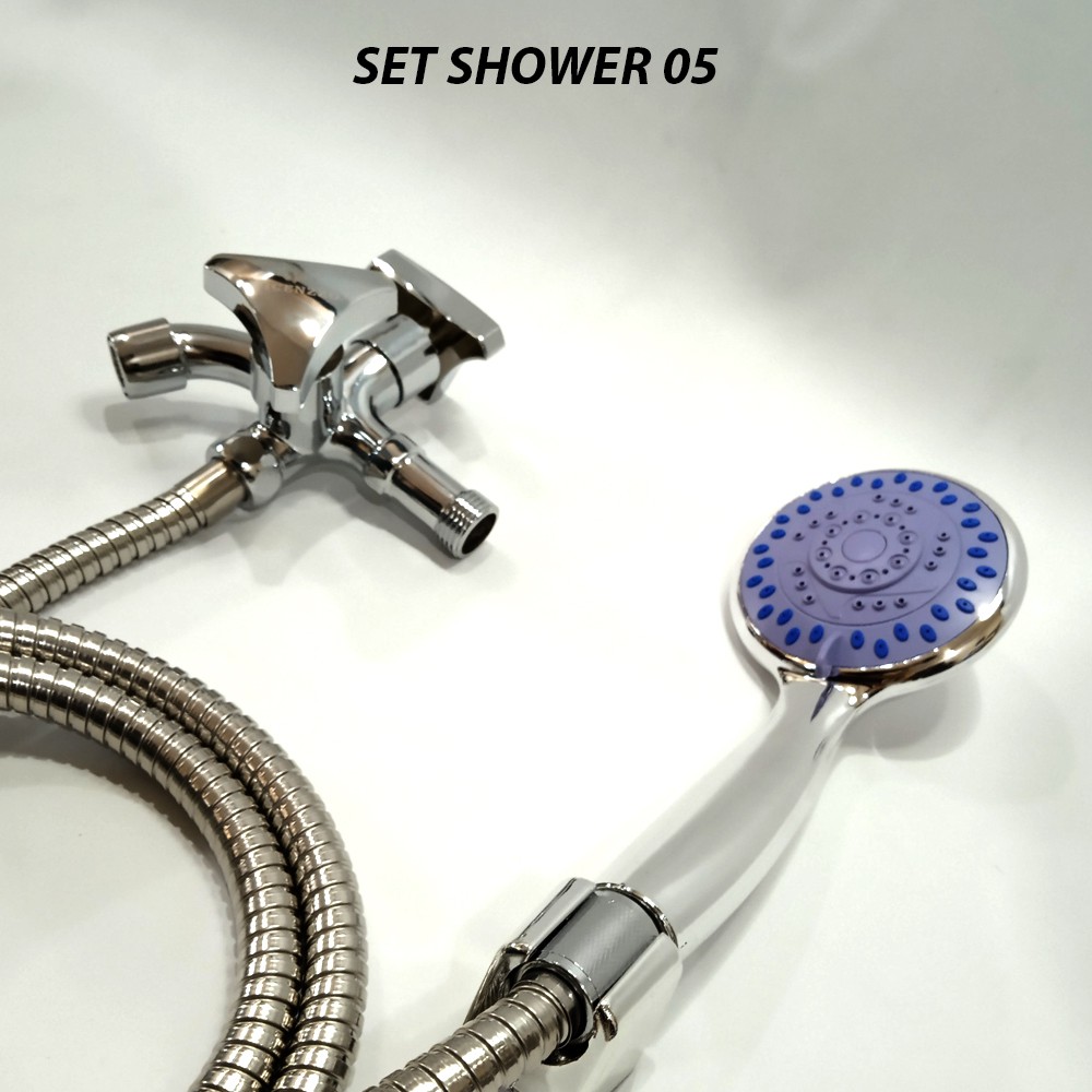 Paket SET Shower Kamar Mandi Kran 1/2 Inch Pancuran Shower 4 Mode Pancuran air