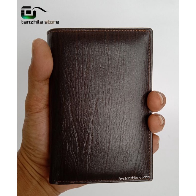 Dompet Kulit Pria Dompet Lipat Kulit Asli Model 3/4 Motif Serat Kayu 100% Original Garut