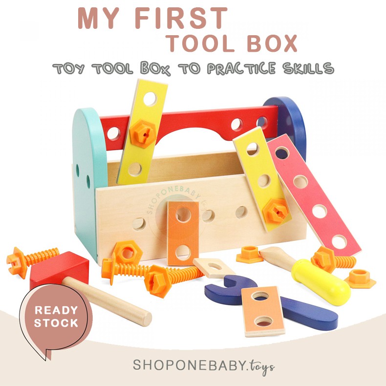 INSTAN Leo & Friends My First Toolbox Portable Wooden Toys Mainan Kayu Anak Laki-Laki Alat Obeng Ben