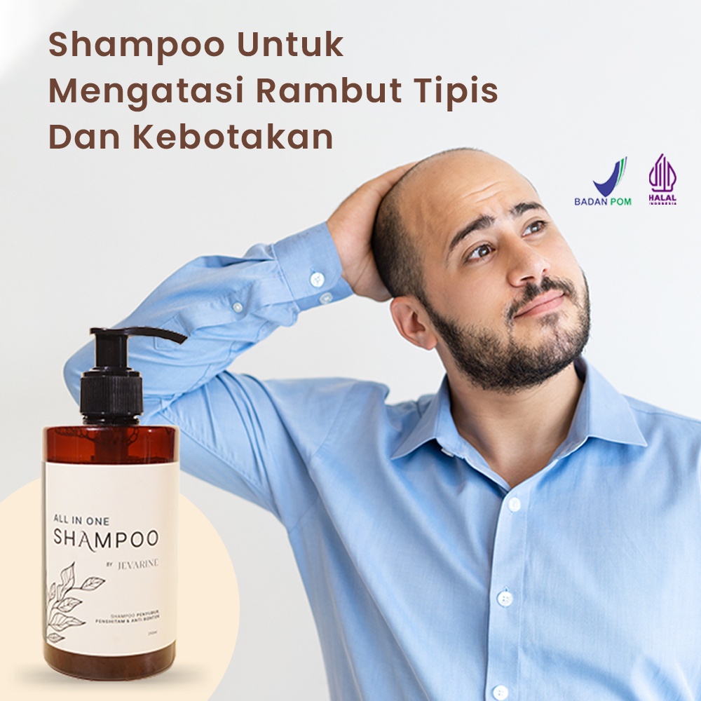 Shampo Jevarine All In One Shampoo Original Jevarine Efektif Menumbuhkan Rambut - Shampoo Anti Rontok, Penyubur Rambut, Penghitam Rambut, Penghilang Ketombe, Anti Ketombe, Anti Uban, Penghilang Uban, Mengilangkan Uban, Hitam Alami