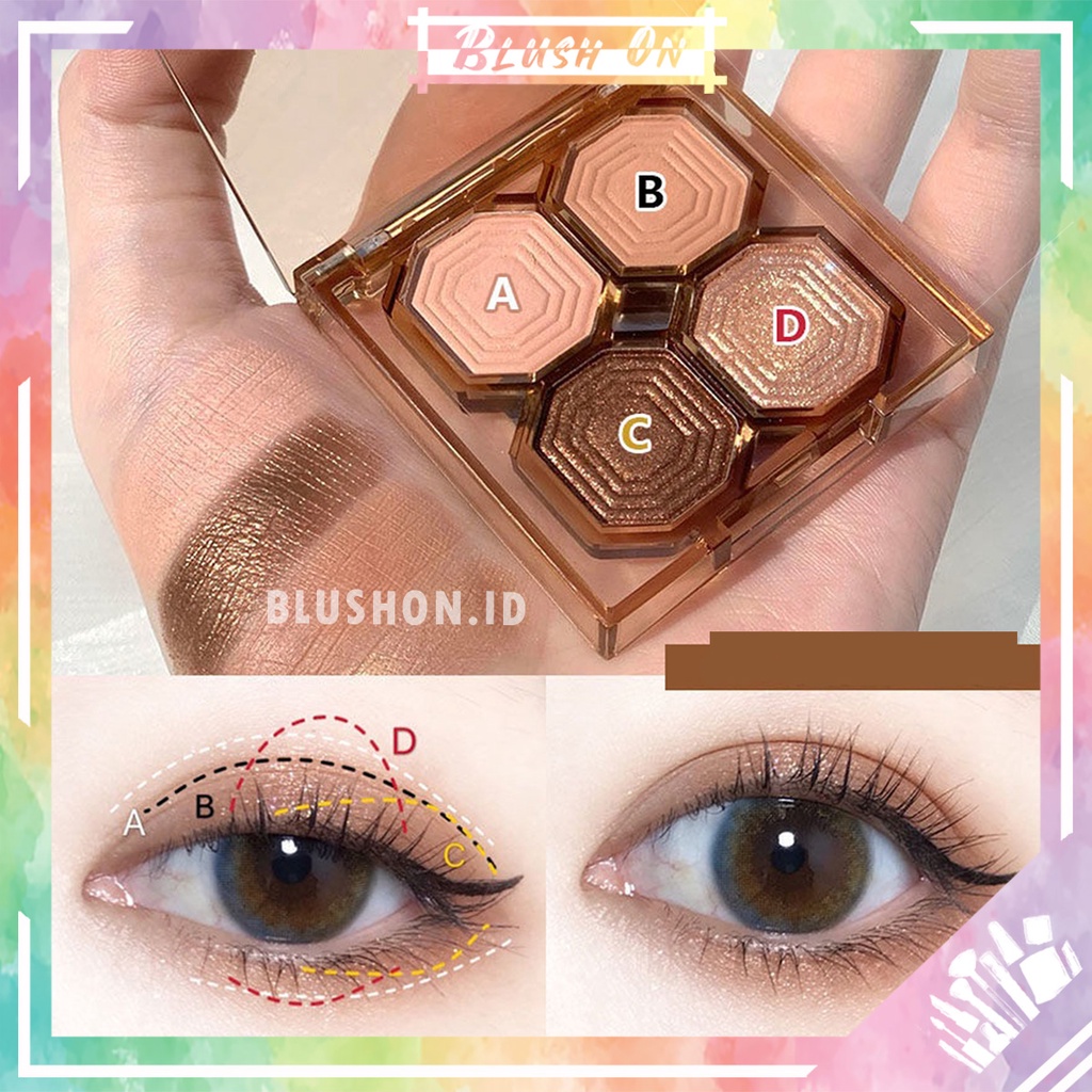 Dikalu Eyeshadow 4 Warna Matte Glitter Eyeshadow Korea Mini 4 Color Pigmented