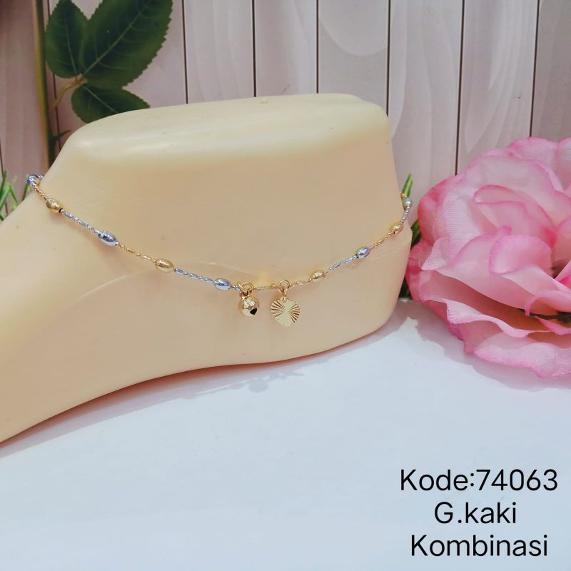 GELANG KAKI BIJI LADA KOMBINASI TITANIUM LAPIS EMAS 18k 74004.17-23.74064