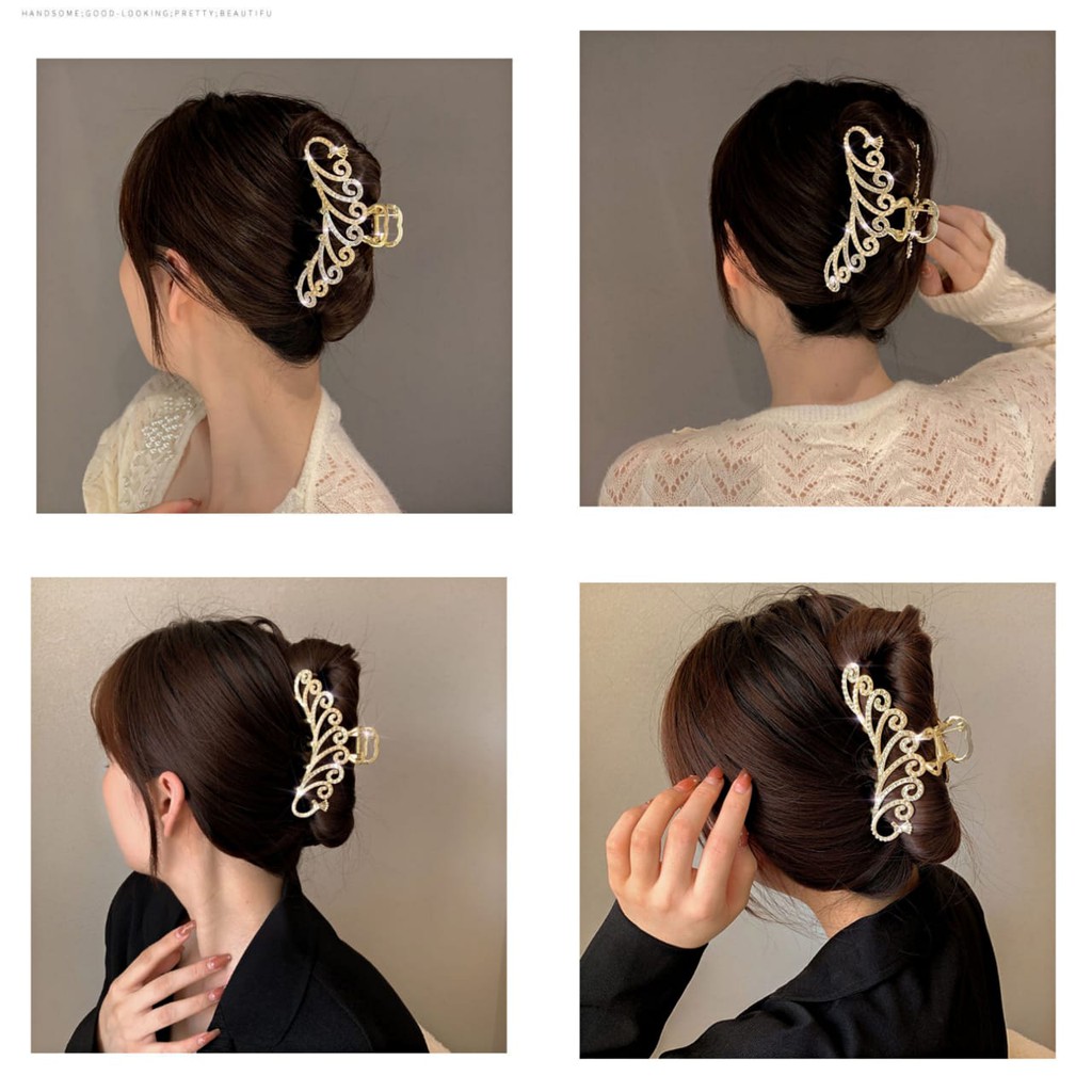 Jepit rambut korea wanita premium jepit jedai salon merak fashion motif import terbaru 11.5cm