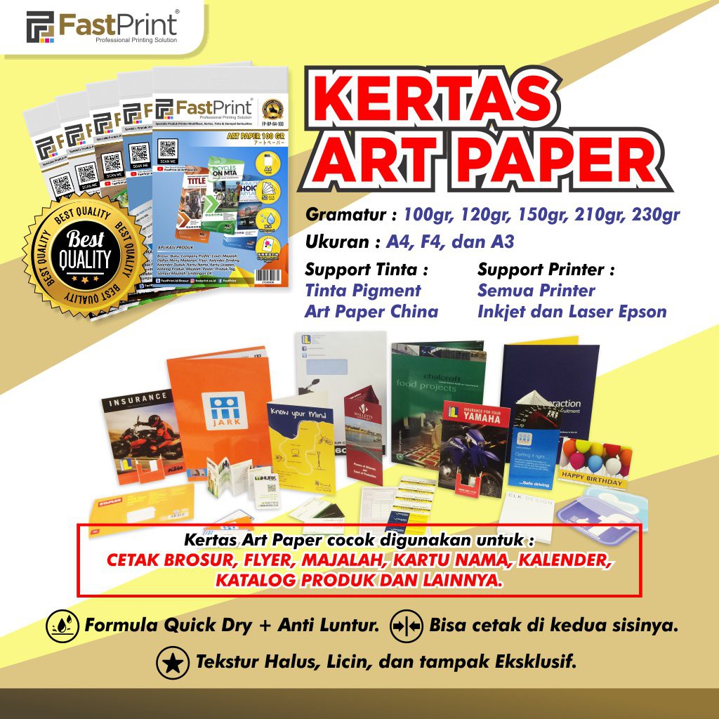 Fast Print Kertas Printer Art Paper Ukuran A4 100 Gram Shopee Indonesia