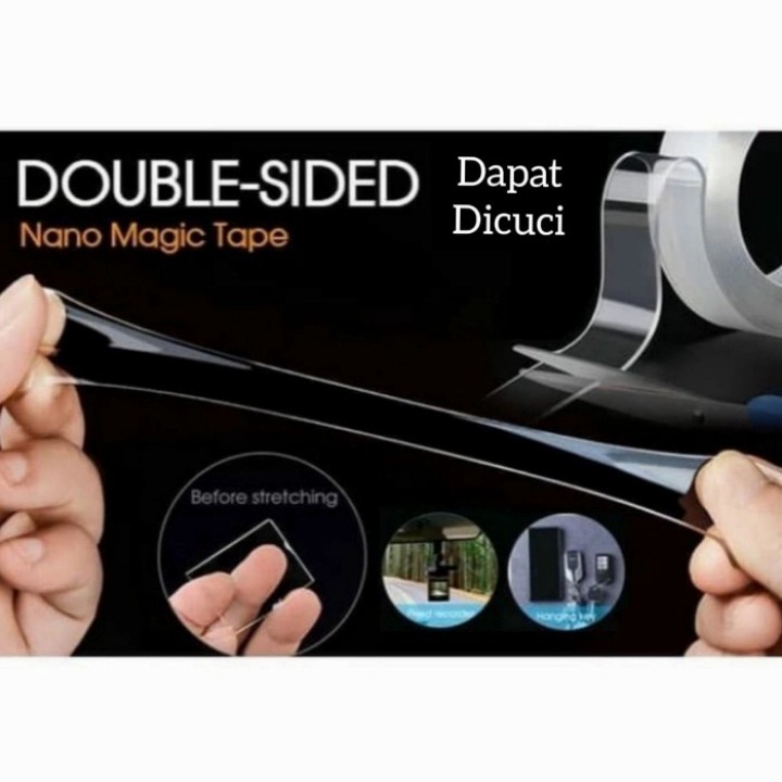 Double Tape Nano/ Magic Tape/ Isolasi Bolak Balik/ 2 Meter/ Tebal 2mm