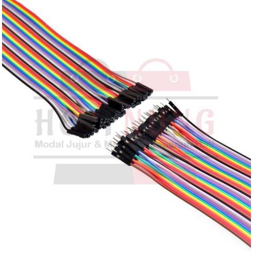 Kabel Jumper Pelangi Arduino Male To Female 20cm Dupont M - F