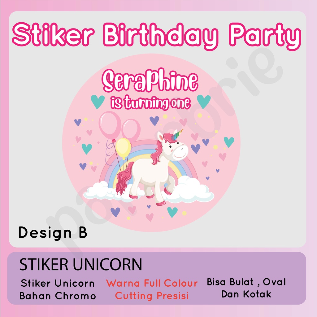 label stiker UNICORN Ulang Tahun Anak - sticker birthday party stiker hampers sticker hamper stiker bingkisan ultah