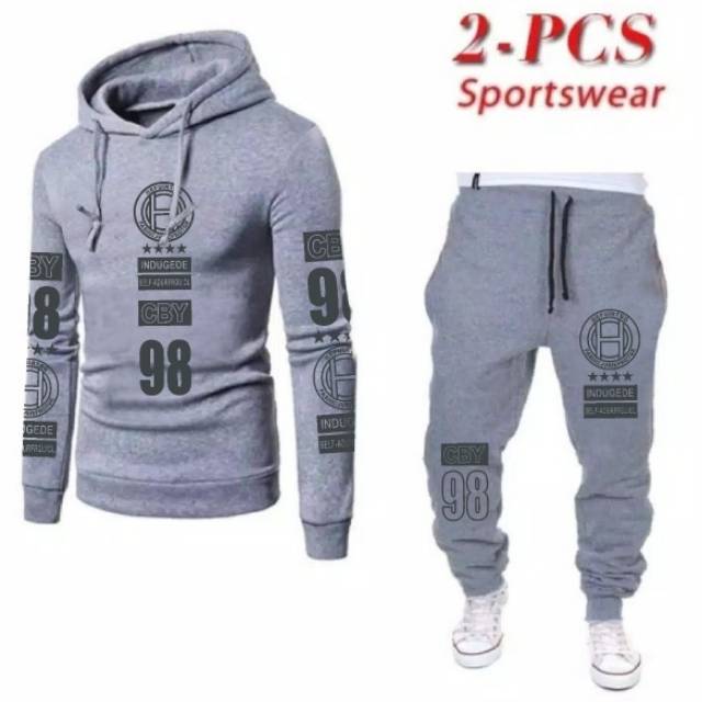 N_S Stelan 1Set Sweater Hoodie Panjang+Celana Jogger Panjang Cby_98