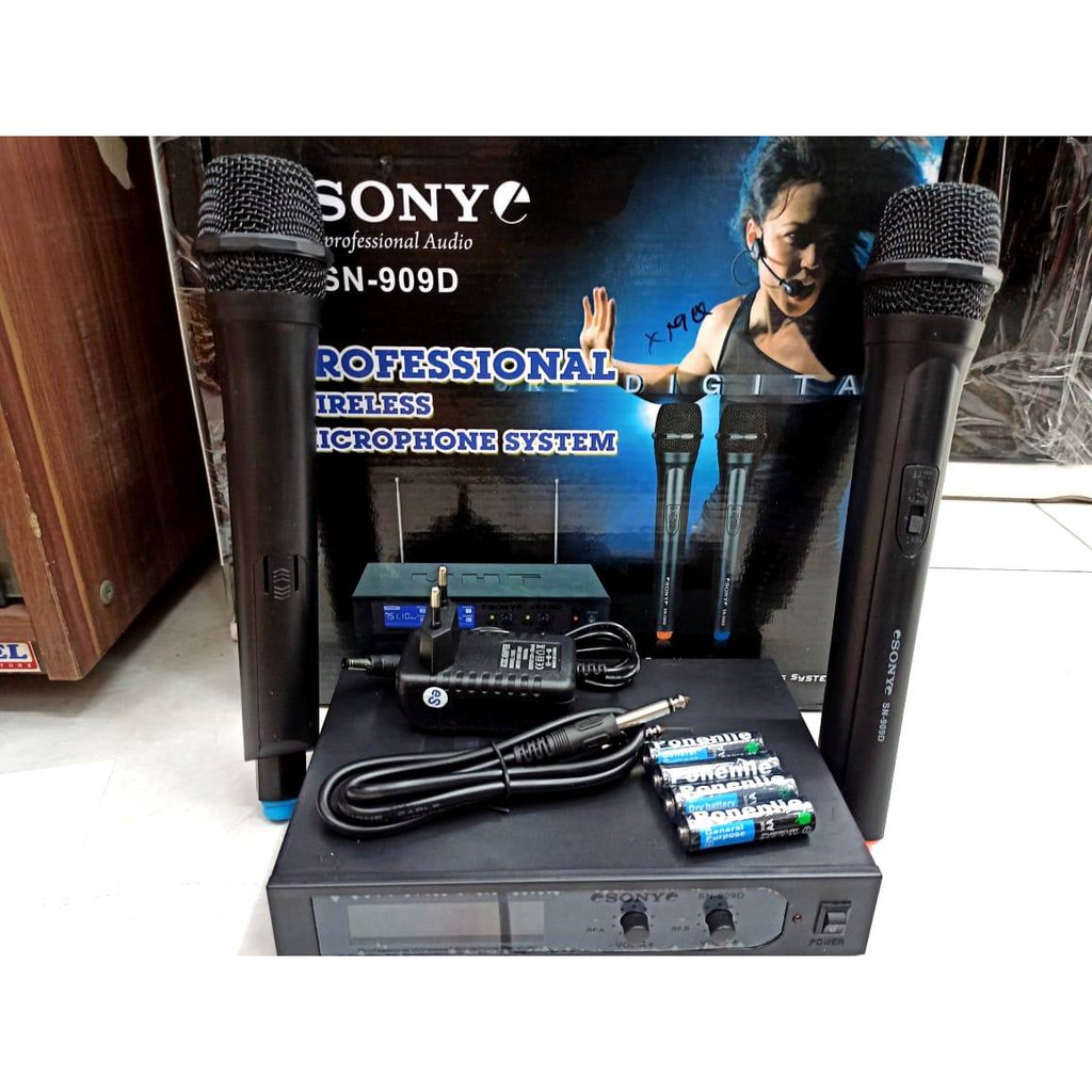 Mic Microfon karaoke Wireless Tanpa Kabel SONY sn 909D suara bagus isi 2pcs promo