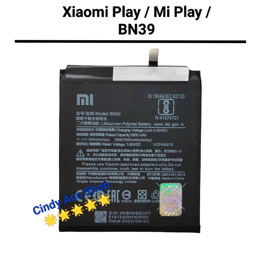 Baterai Batre Xiaomi Mi  Play / Xiaomi Play / BN39 Original Battery