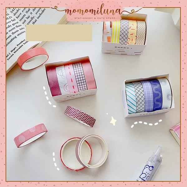

1 Set 5 Pcs Washi Tape Basic Duct Tape Paper Tape Lucu Cute Hias Bullet Journal Planner DIY jurnal kawai MK1329
