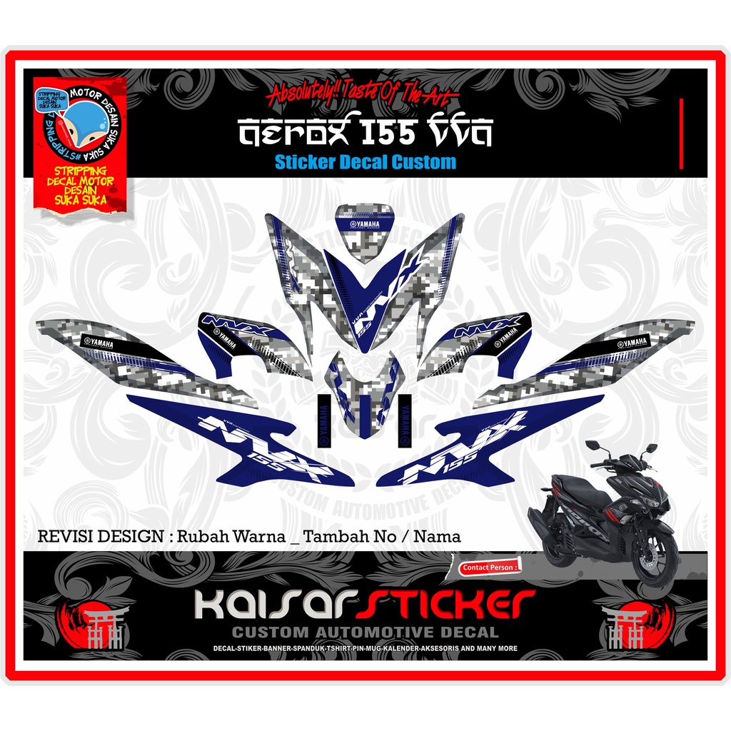 Sticker striping motor Full Body Aerox 155 stiker decal aerox Camo NVX