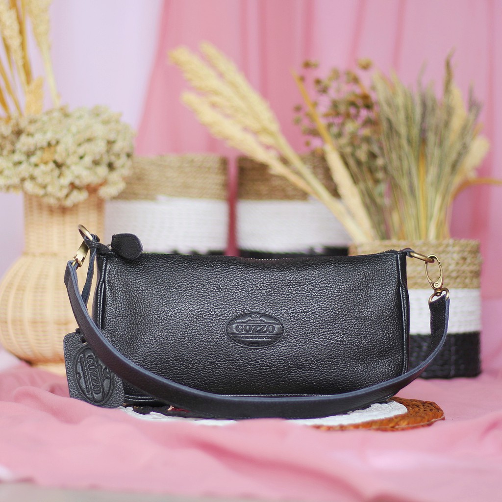 NEW !! TAS TANGAN / CLUTCH WANITA KULIT ASLI MODEL NEBULA HITAM / FREE GRAVIR NAMA DI TAS