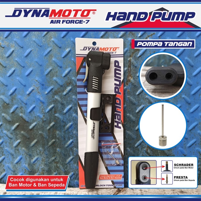 Pompa Tangan Ban Sepeda / Motor Dynamoto (Body Aluminium + ABS)