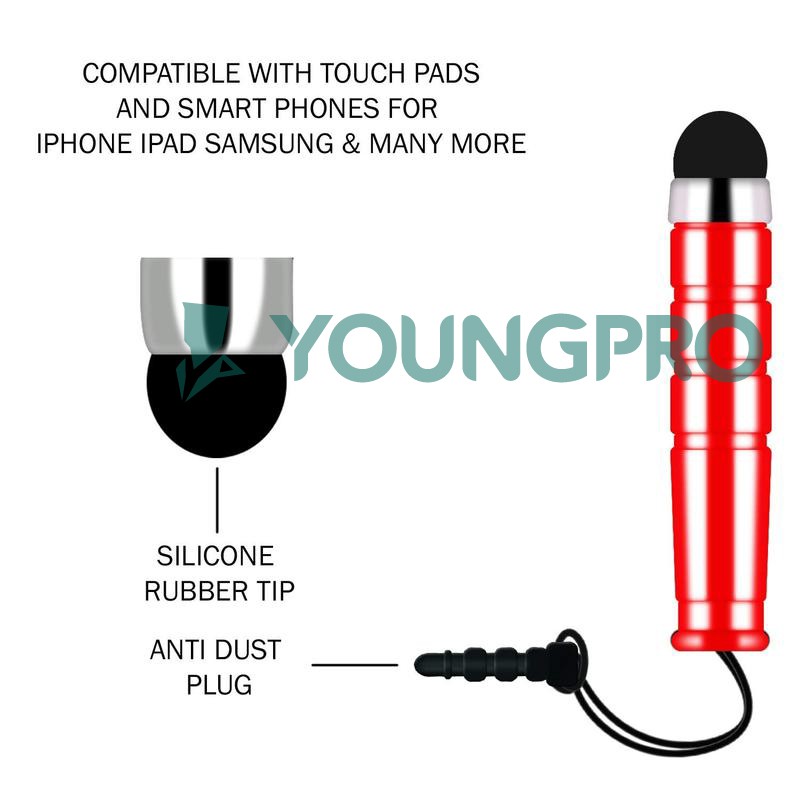 Youngpro Audio Dust Plug Gantungan Pen Mini Stylus Universal Capacitive Touchscreen Bullet