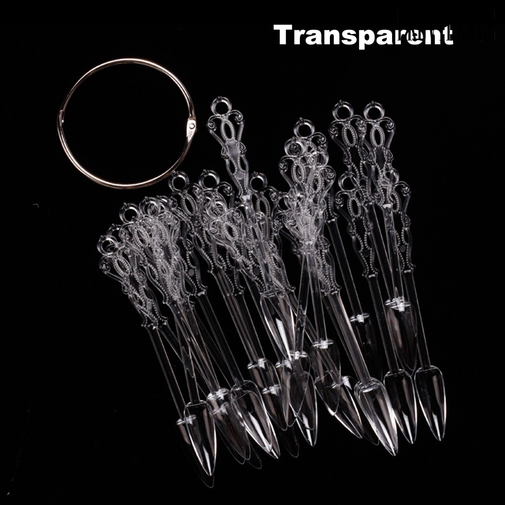 Providence 24Pcs/Set Nail Art Fan Buckle Design Adjustable Transparent Fake Nail Practice Decorated Art Tip Display Chart for Manicure