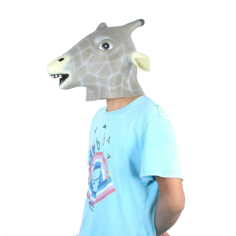 Topeng jerapah binatang animal giraffe mask latex halloween cosplay