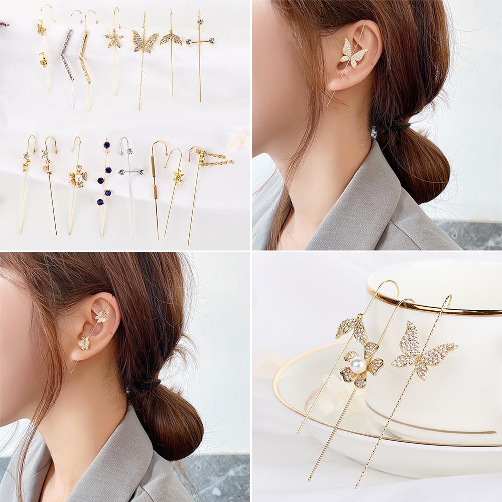 Lily Crawler Hook Anting Pernikahan Zirconia Petir Kristal Stud