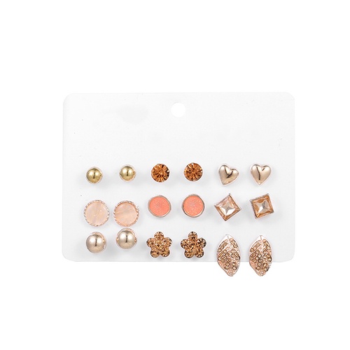 LRC Anting Set Fashion Color Mixing Waterdrop 9 Pair Earring Set K50502