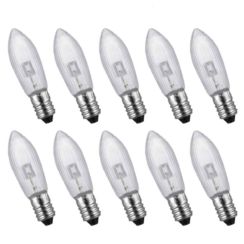 1 / 10 Pcs Bohlam Lampu LED E10 10V-55V AC Warna Warm White Untuk Dekorasi Natal