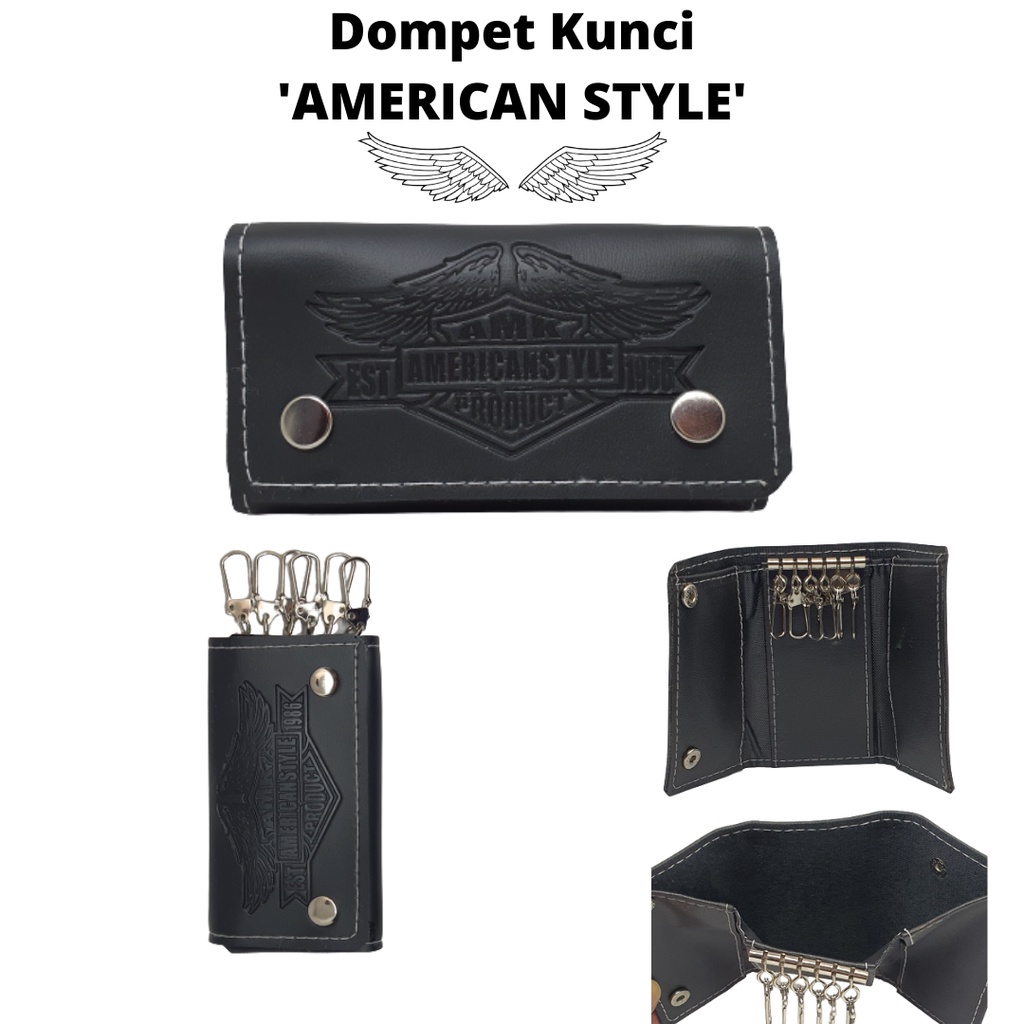 Dompet STNK Gantungan Kunci Motor dan Mobil American Style Model Lipat 3