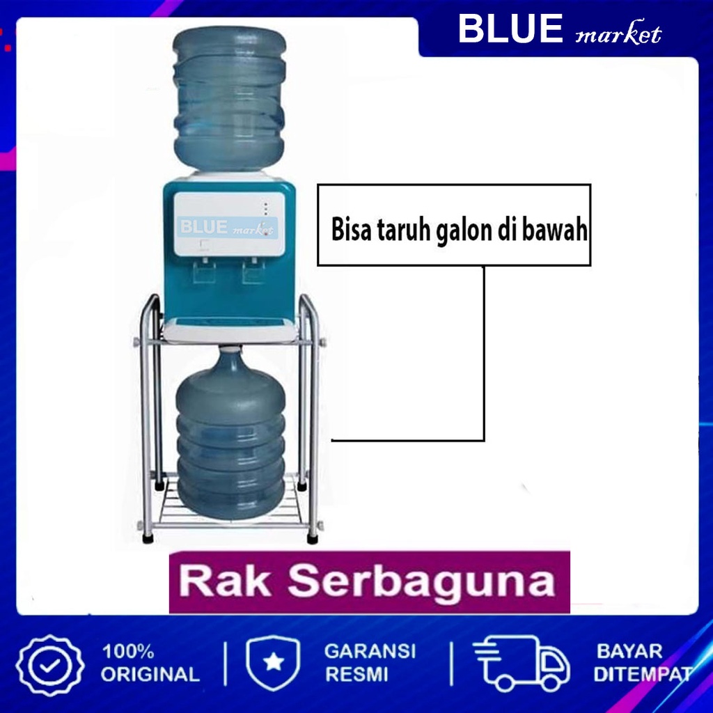 RAK MINIMALIS Dispenser Galon 2 Susun Stainless Dapur Serbaguna - Rak Bawah Bisa Simpan Galon