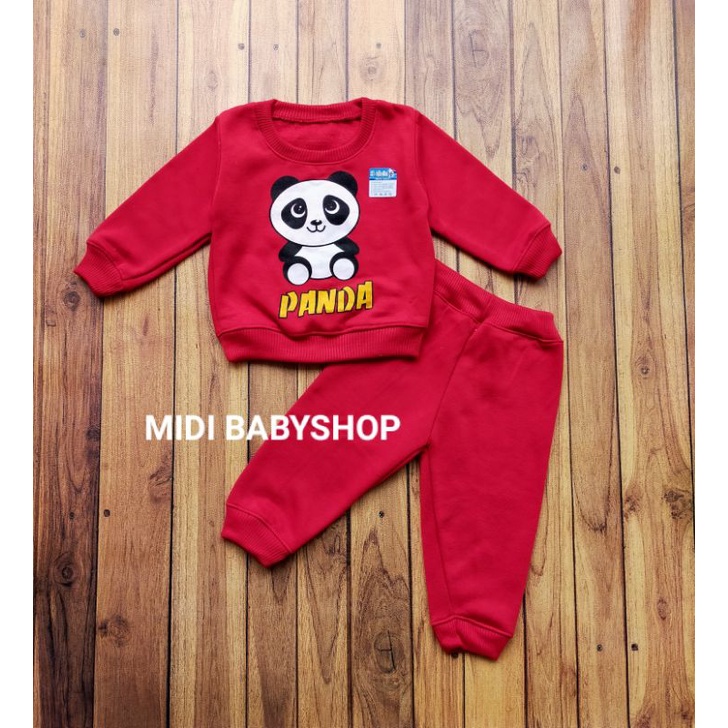 Setelan Jaket Bayi 1 - 2 Tahun / Setelan Sweater Bayi Motif Panda Halus dan Hangat