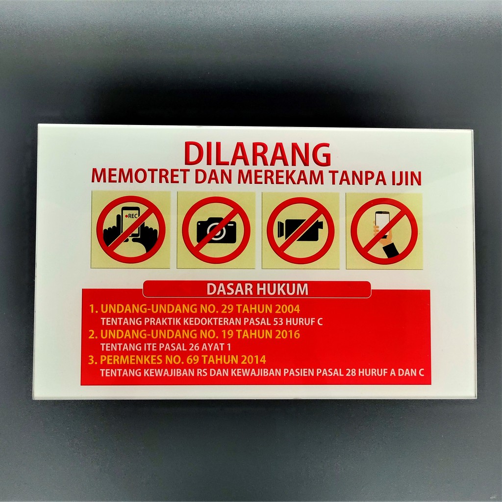 Jual Akrilik Dilarang Memotret Merekam Tanpa Ijin Stiker Larangan Memotret Versi Akrilik