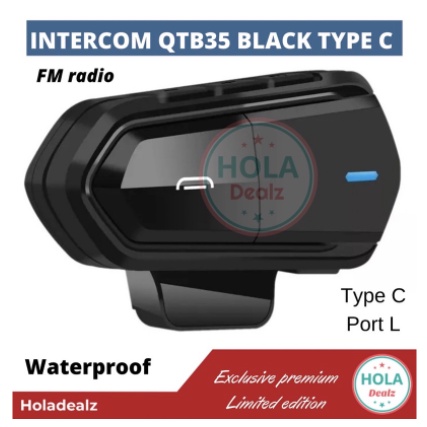 QTB35 BLUETOOTH HELM INTERCOM QTB35 ALTERNATIF INTERCOM B35 MURAH ORIGINAL-Hitam