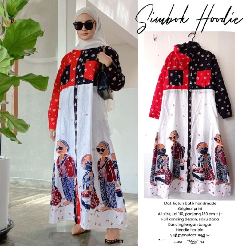 Long Hoodie Katun Batik Motif Mbok Jamu - Simbok Hoodie