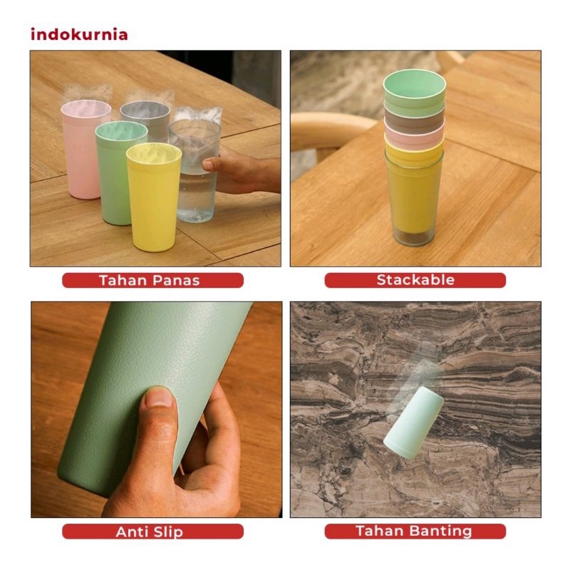 Gelas minum gravy 500ml warna pastel - gelas restoran - plastik