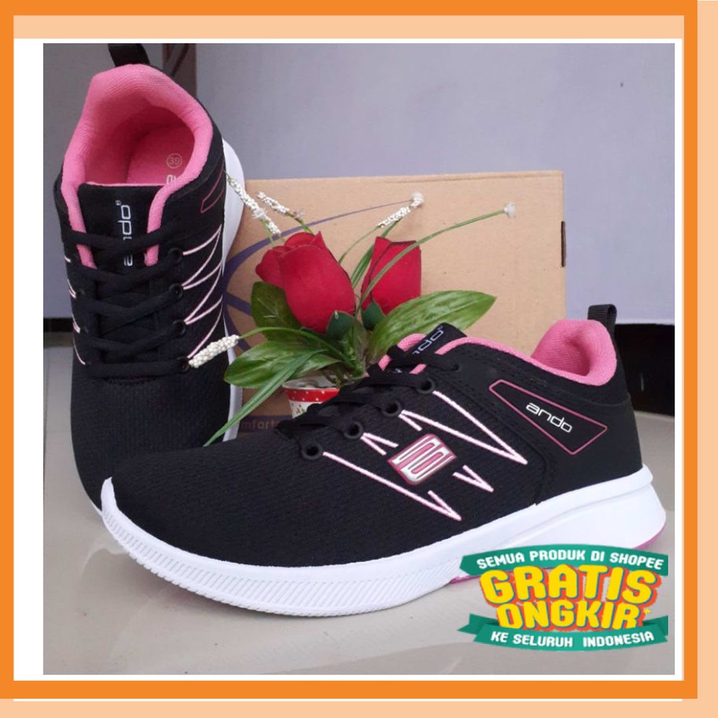 SNEAKERS SEPATU WANITA FASHION REMAJA KEKINIAN OOTD/ Sepatu sport wanita original ando brenna hitam 