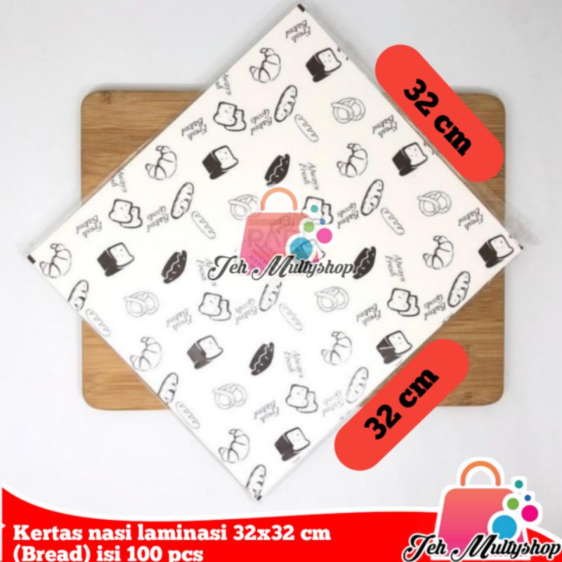 

RB Kertas nasi laminasi 32x32 cm anti lengket / wax paper isi 100 pcs