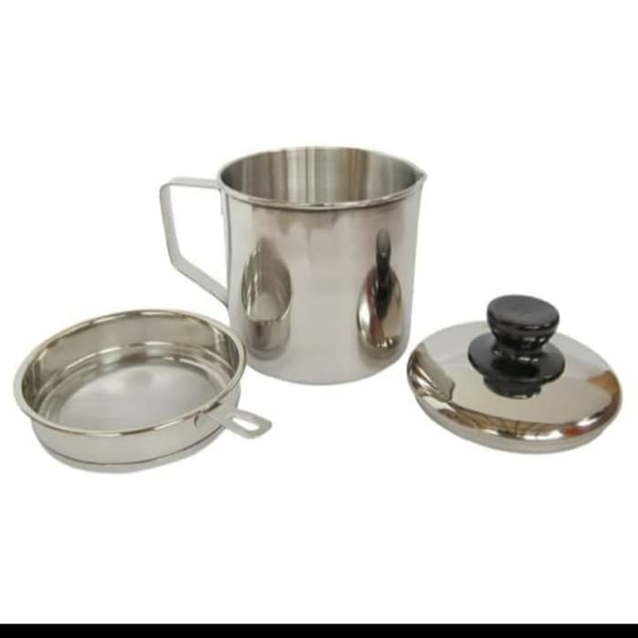 OIL POT TEMPAT SARINGAN MINYAK GORENG STAINLESS STEEL 1.3 L / GELAS SARINGAN MINYAK