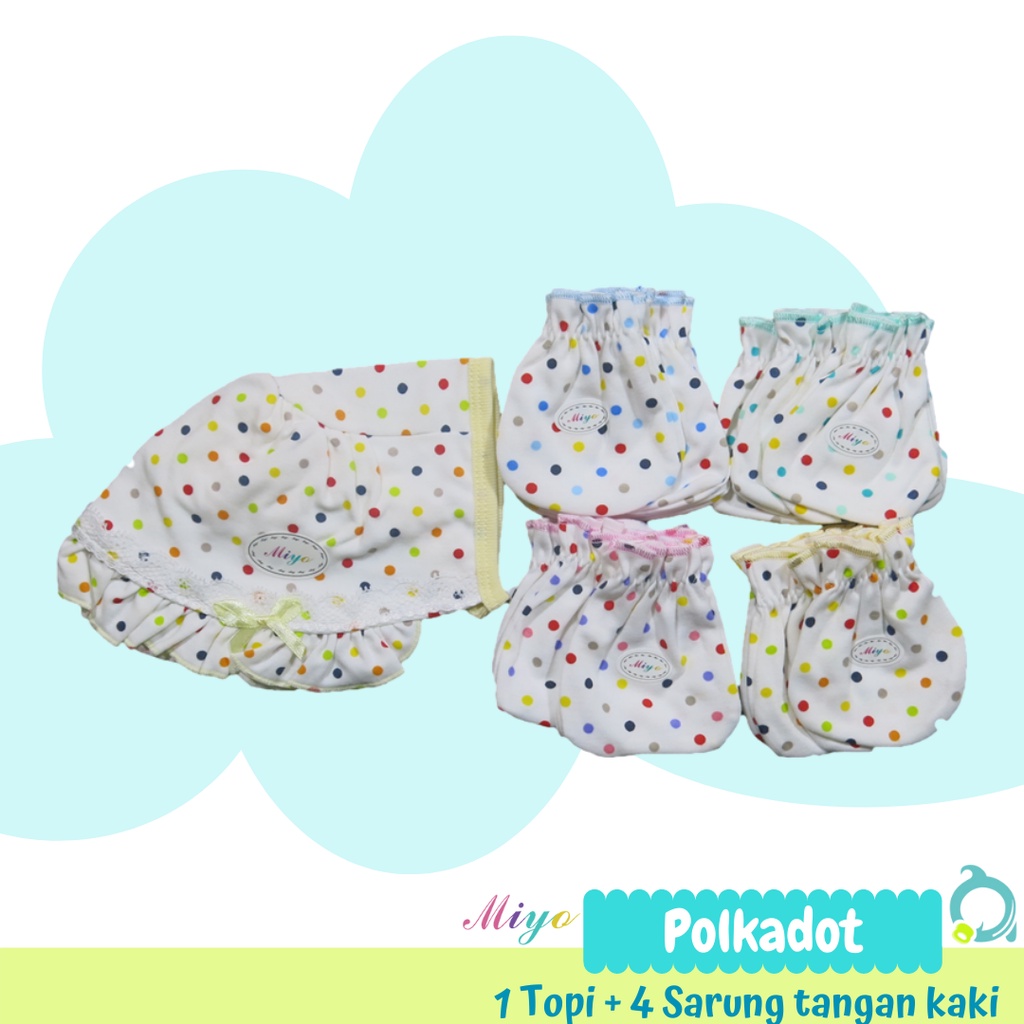 MIYO Paket Topi - Sarung Tangan &amp; Kaki  Perlengkapan Baju Bayi Baru Lahir / Newborn