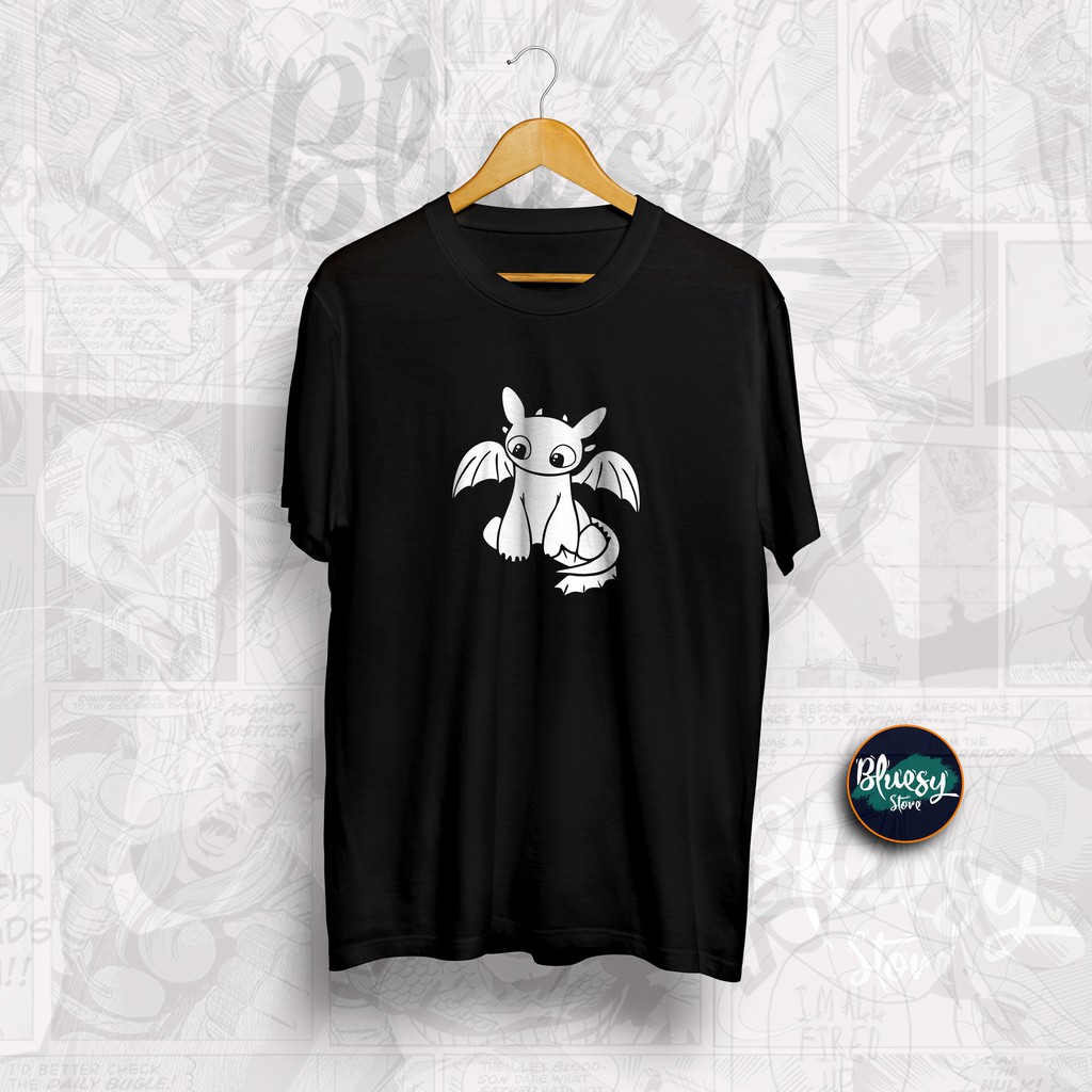 Kaos TOOTHLESS HOW TO TRAIN YOUR DRAGON / BAJU TOOTHLESS CHIBI ANIME KARTUN Bluesy