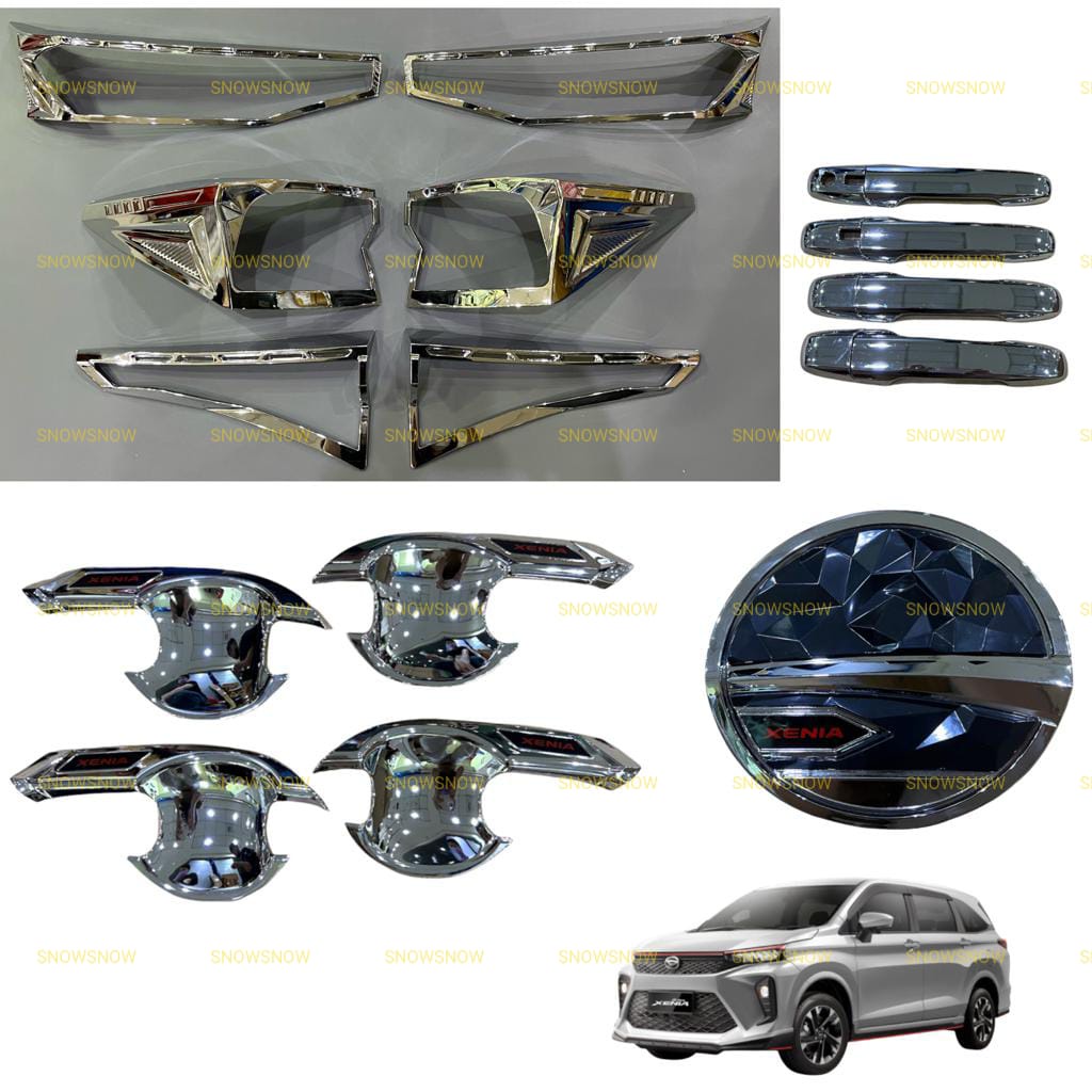 Paket Garnish Lampu Depan Belakang Outer Handle Tank Cover Avanza Xenia Veloz 2021 2022 UP Chrome