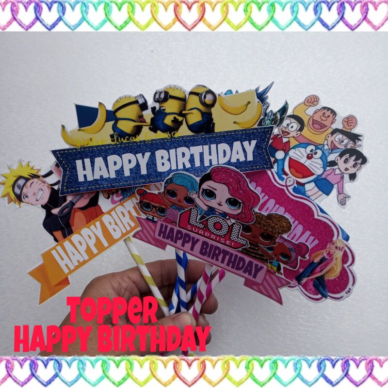 

Topper kue karakter/Topper happy birthday/hiasan kue/Topper murah