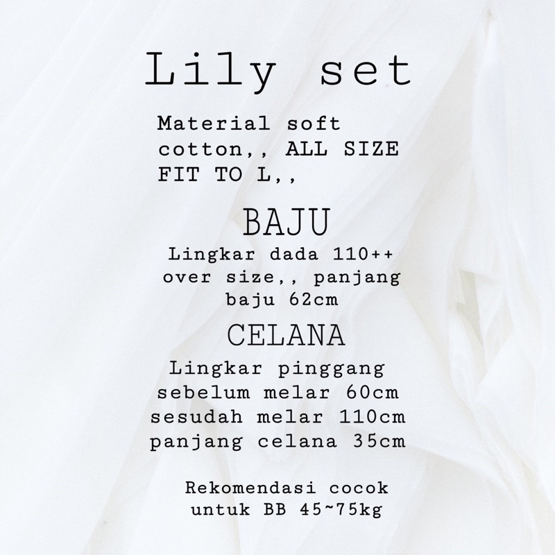 Lily set setelan wanita sleep wear