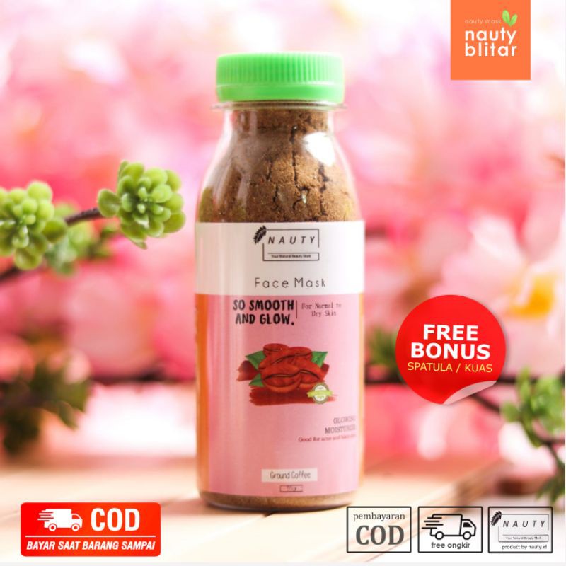 MASKER NAUTY MASK GROUND COFFEE botol 55 gr - masker wajah organik - Nauty Blitar
