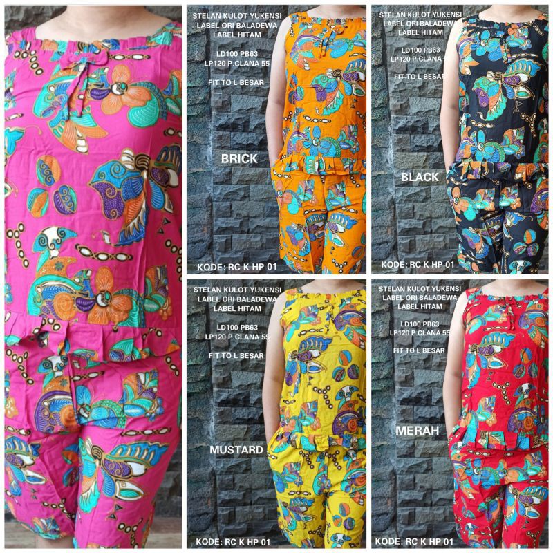 Setelan Kulot Babydoll Yukensi Baladewa Ori Label Hitam