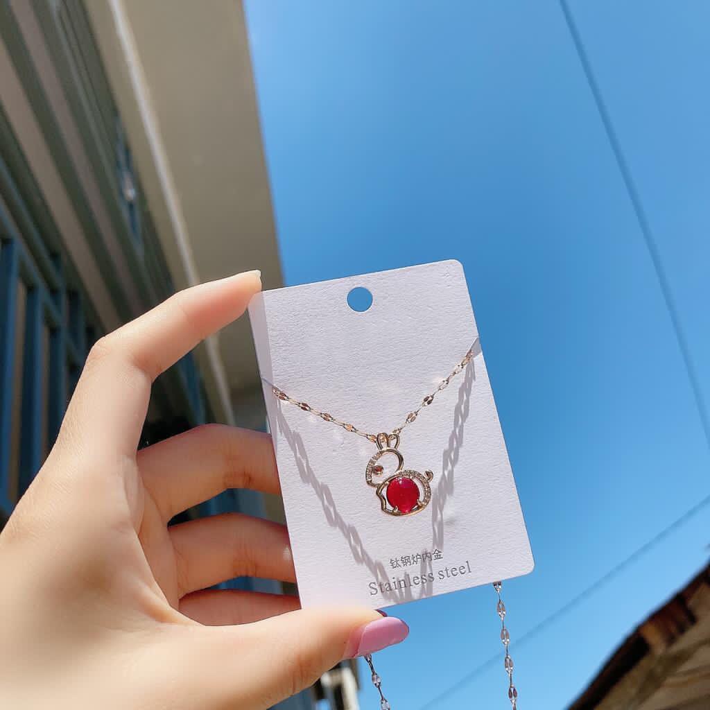 COD kalung fashion wanita titanium asli anti karat korea style model liontin bunny rabbit