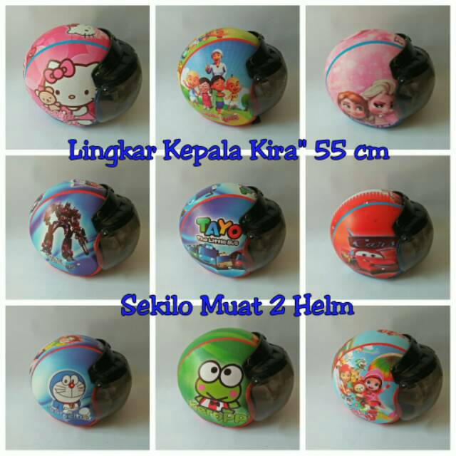 Helm Bogo Anak Usia 3-5 tahun tayo rainbow ruby frozen hello kitty thomas spiderman cars upin ipin