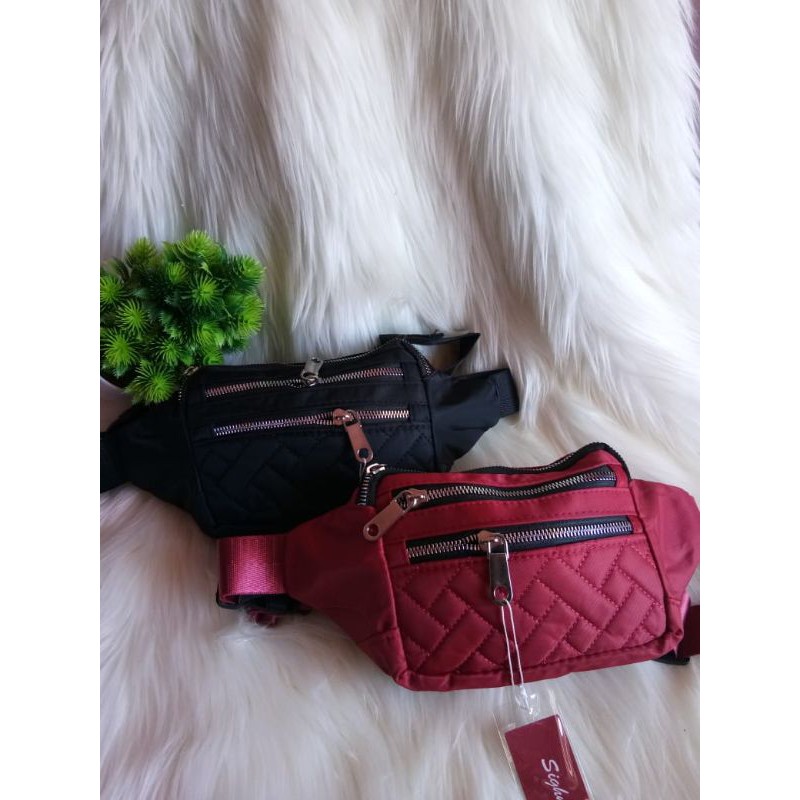 waisbag sighmon hitam tas pinggang import