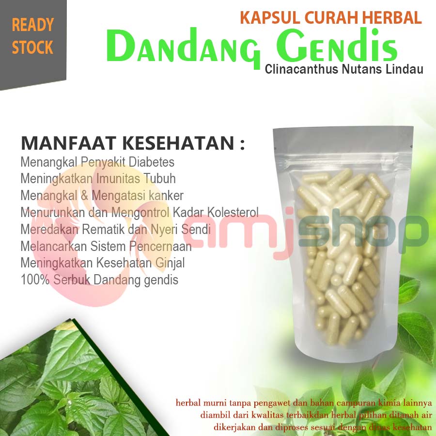 

KAPSUL CURAH HERBAL DANDANG GENDIS Manfaat Kesehatan Meredakan Rematik & Nyeri Sendi Melancarkan Sistem Pencernaan Meningkatkan Kesehatan Ginjal Melancarkan Buang Air Kecil Mengatasi Kencing Batu Menangkal Radikal Bebas Kelenjar Tubuh