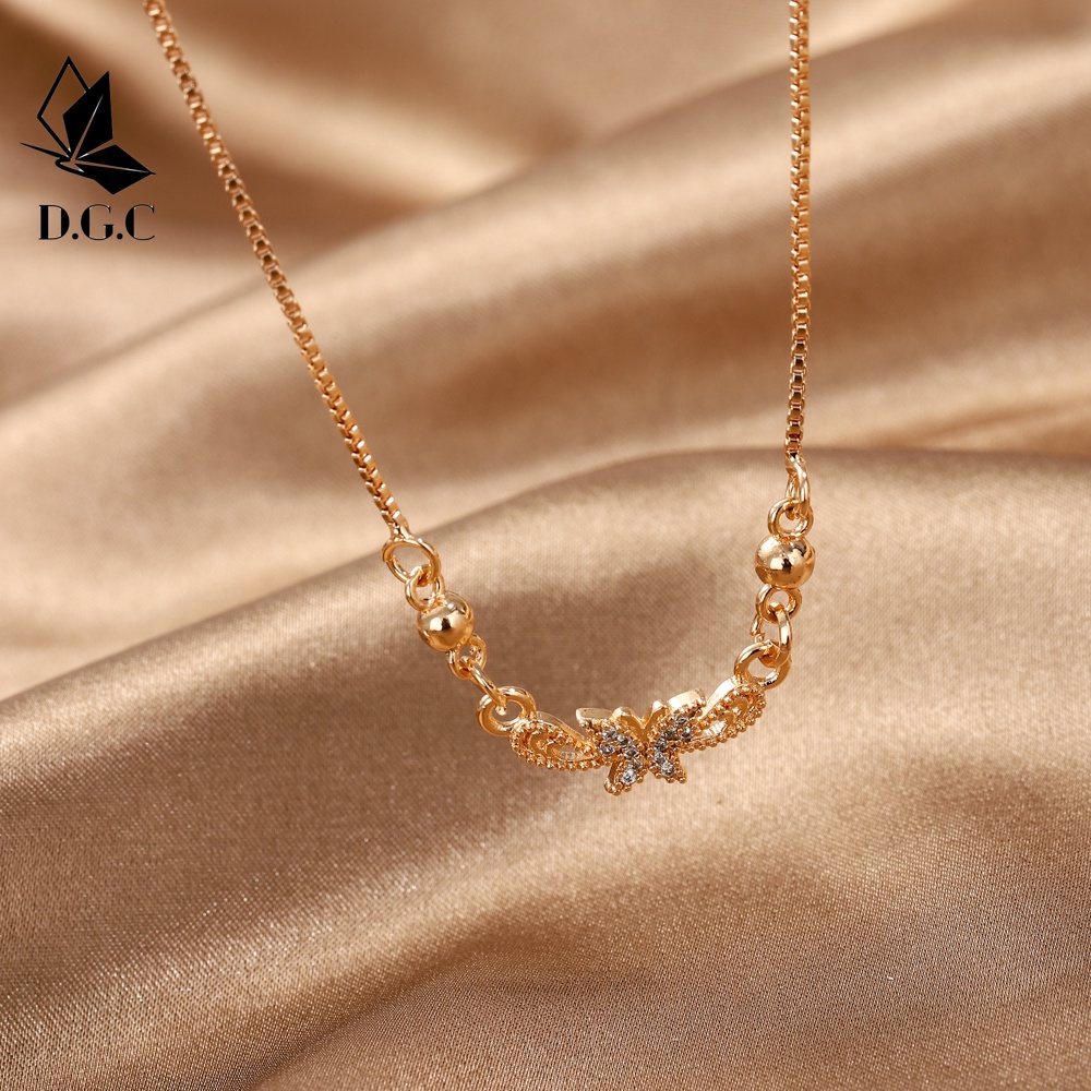 ✨✅COD Kalung Titanium Rose Gold Kupu Liontin Korea Aksesoris Kalung Hijab Fashion Wanita Jewelry D034